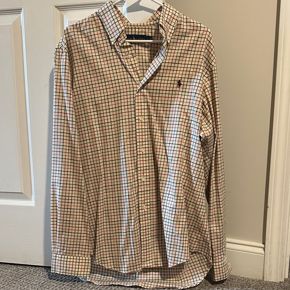 Ralph Lauren White Multi-Check Long-Sleeve Button-Down Shirt
